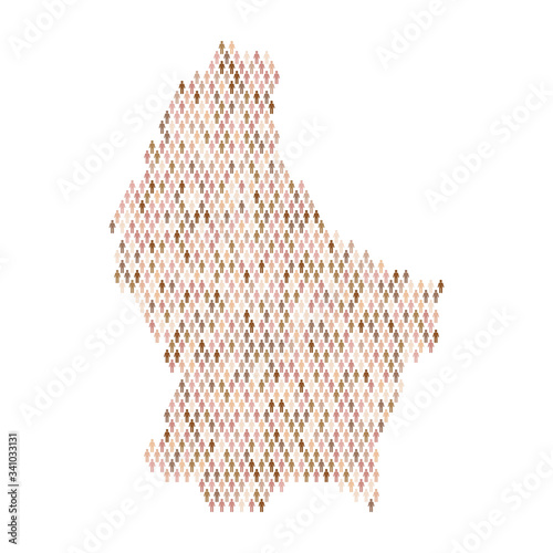 Luxembourg population infographic. Map made from stick figure people