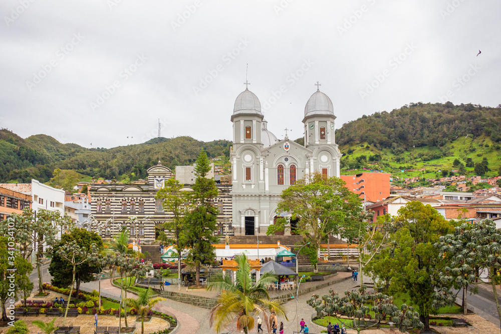 Yarumal, Antioquia / Colombia. June 6, 2018. The minor basilica of Our Lady of Mercy is a Colombian Catholic basilica of the municipality of Yarumal (Antioquia).
