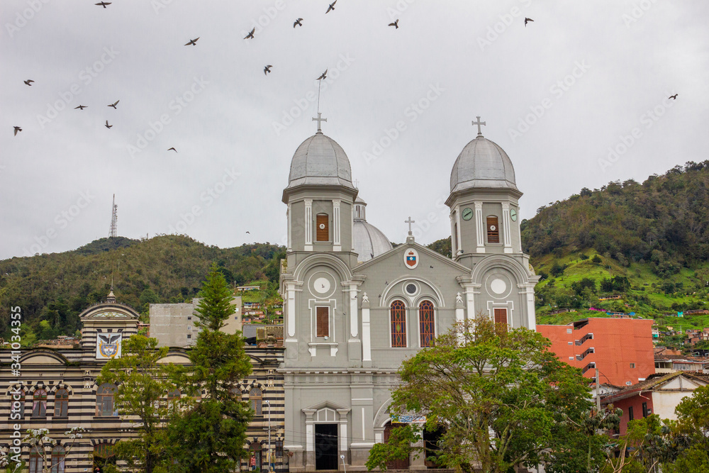 Yarumal, Antioquia / Colombia. June 6, 2018. The minor basilica of Our Lady of Mercy is a Colombian Catholic basilica of the municipality of Yarumal (Antioquia).