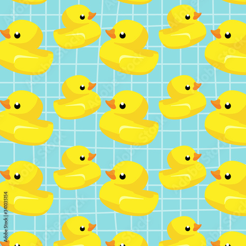 Yellow rubber duck. Vector Pattern.