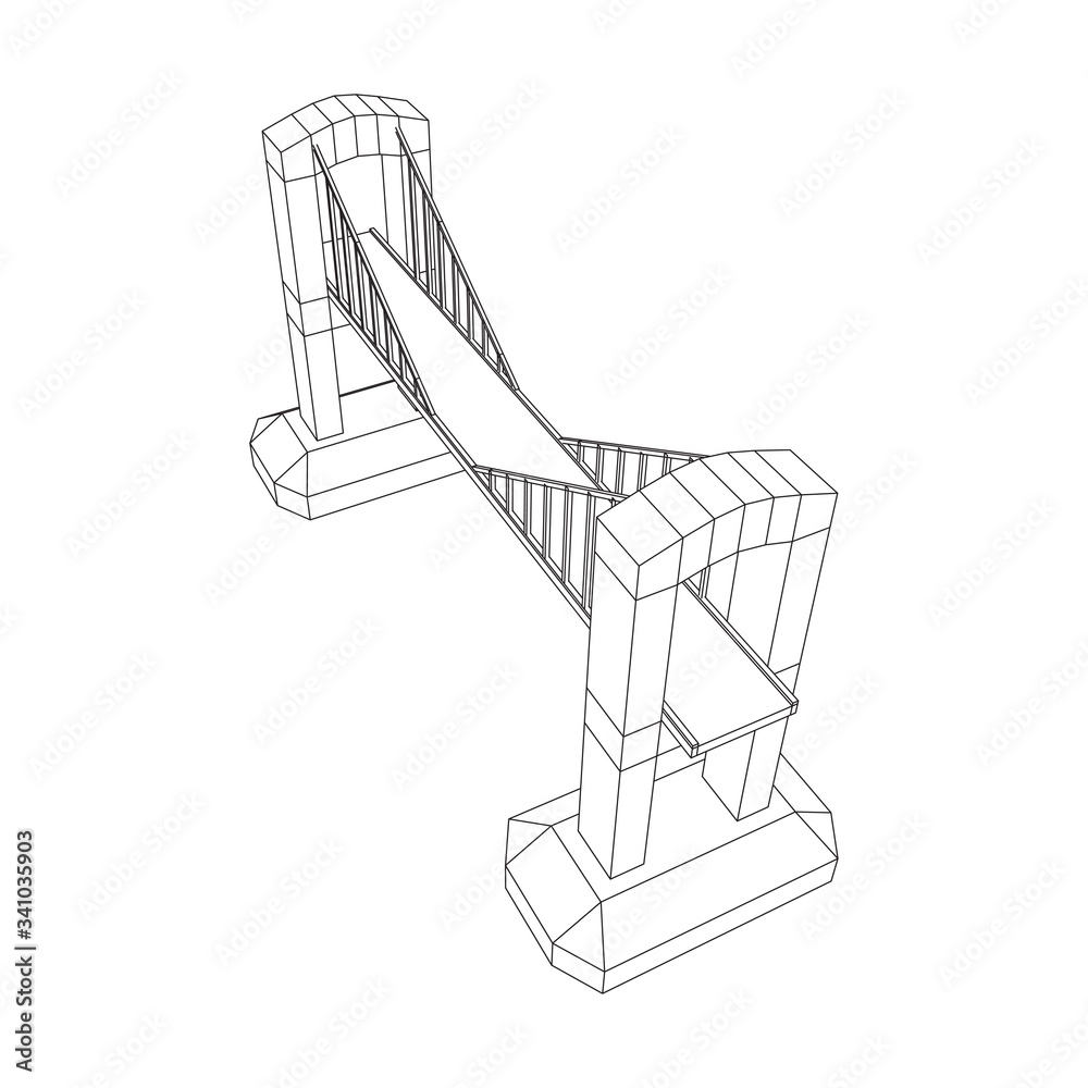 Fototapeta premium Bridge connection structure. Wireframe low poly mesh vector illustration.