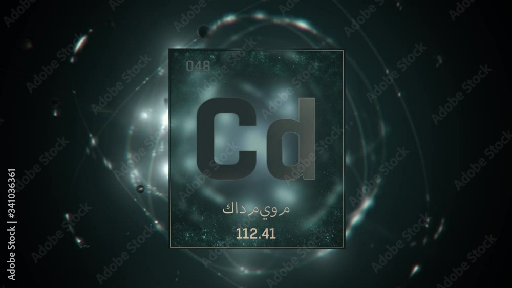 Cadmium as Element 48 of the Periodic Table. Seamlessly looping 3D ...