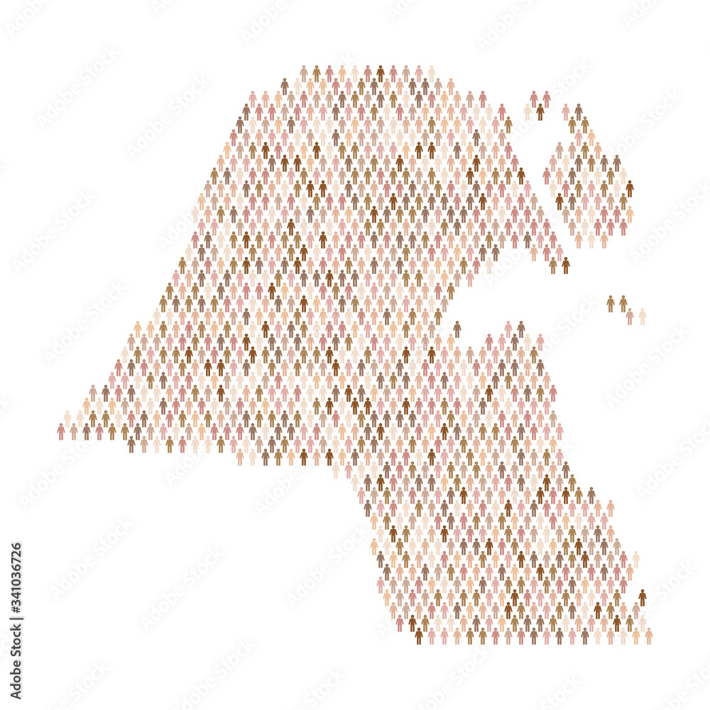 Kuwait population infographic. Map made from stick figure people Kuwait population infographic. Map made from stick figure people