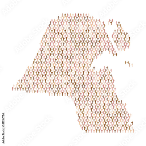 Kuwait population infographic. Map made from stick figure people