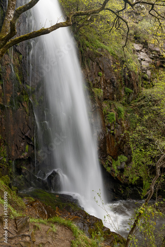 Access and environment of the Augacaida waterfall in Lugo  Galicia  Spain.