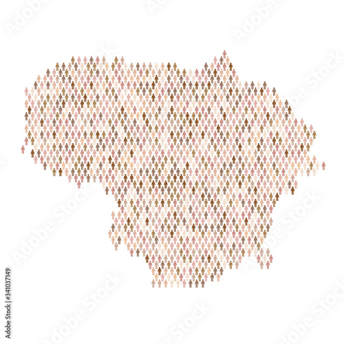 Lithuania population infographic. Map made from stick figure people