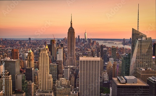 Aerial view of Empire State Building in Manhattan, New York.