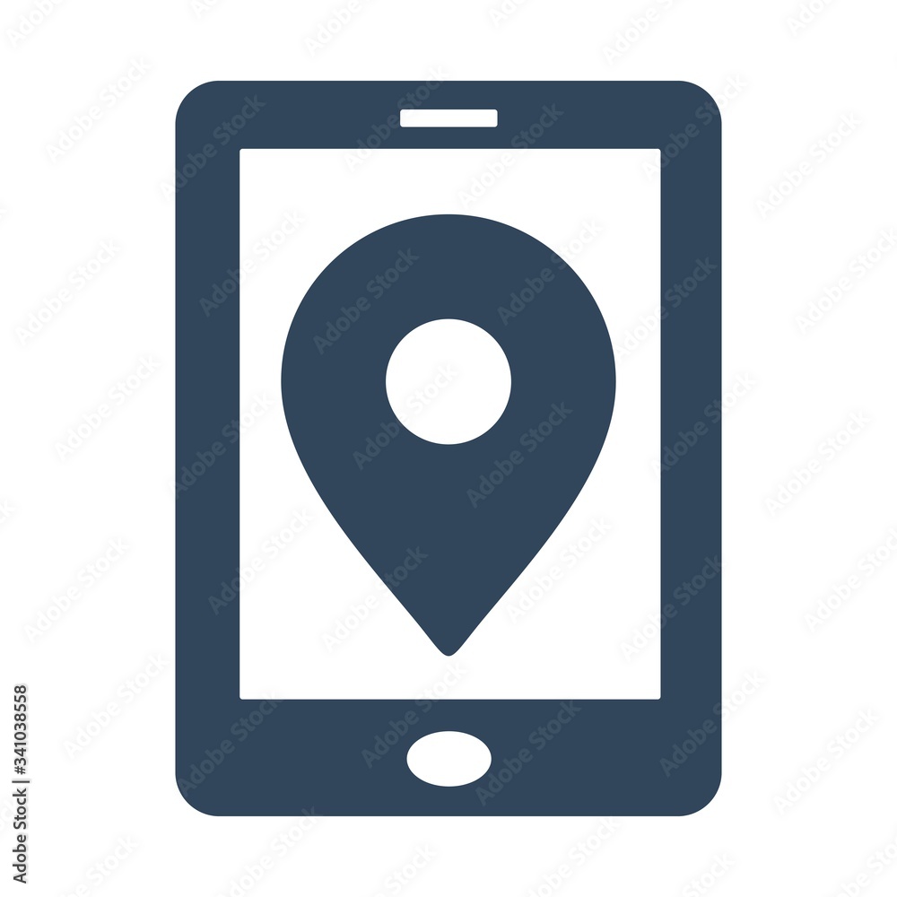 Mobile GPS icon. Map pointer on smartphone screen. Flat icon design. Mobile GPS icon. Map pointer on smartphone screen. Flat icon design.