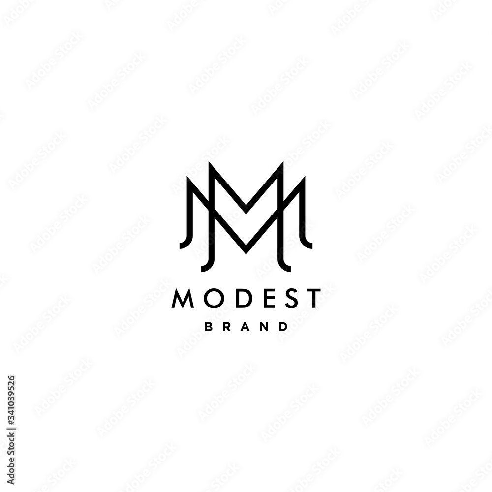 M logotype icon MM logo with crown element symbol in trendy minimal elegant  and luxury style Stock Vector