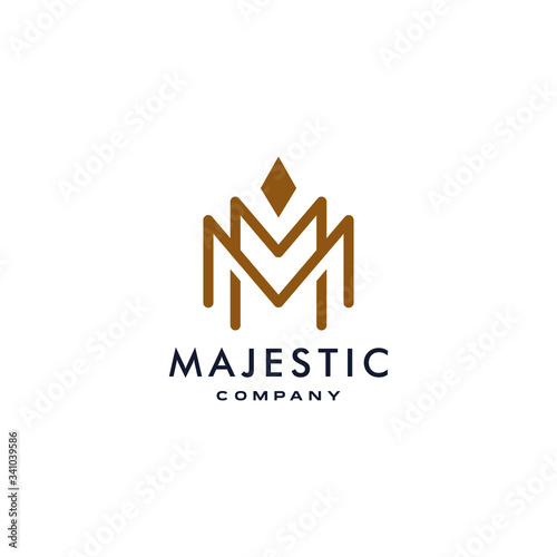 M logotype icon MM logo with crown element symbol in trendy minimal elegant and luxury style photo