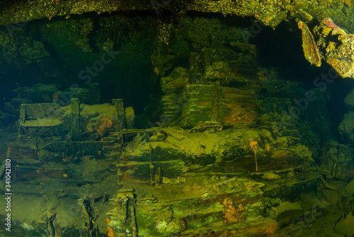 unexploded bombs in the hold of a ship that was sunk during a battle in Chuuk Lagoon during the second world war