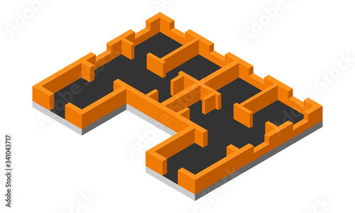 Isometric floor plan simple flat vector icon isolated on white background.
