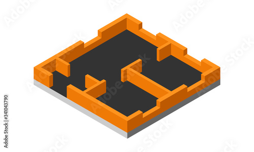 Isometric floor plan simple flat vector icon isolated on white background.