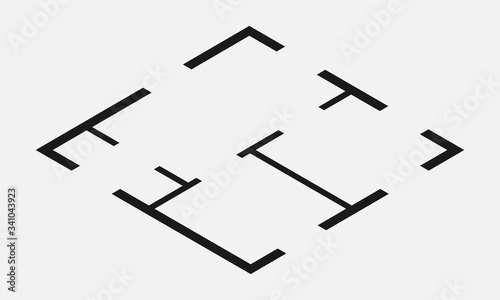 Isometric floor plan simple flat vector icon isolated on white background.