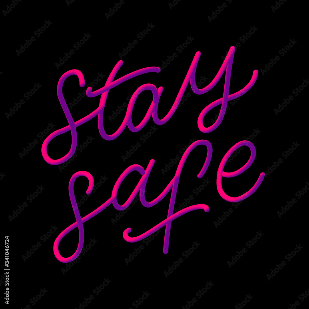 Obraz premium Slogan stay home safe quarantine pandemic letter text words calligraphy vector illustration