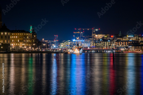 Stockholm harbor night view © Cayetano