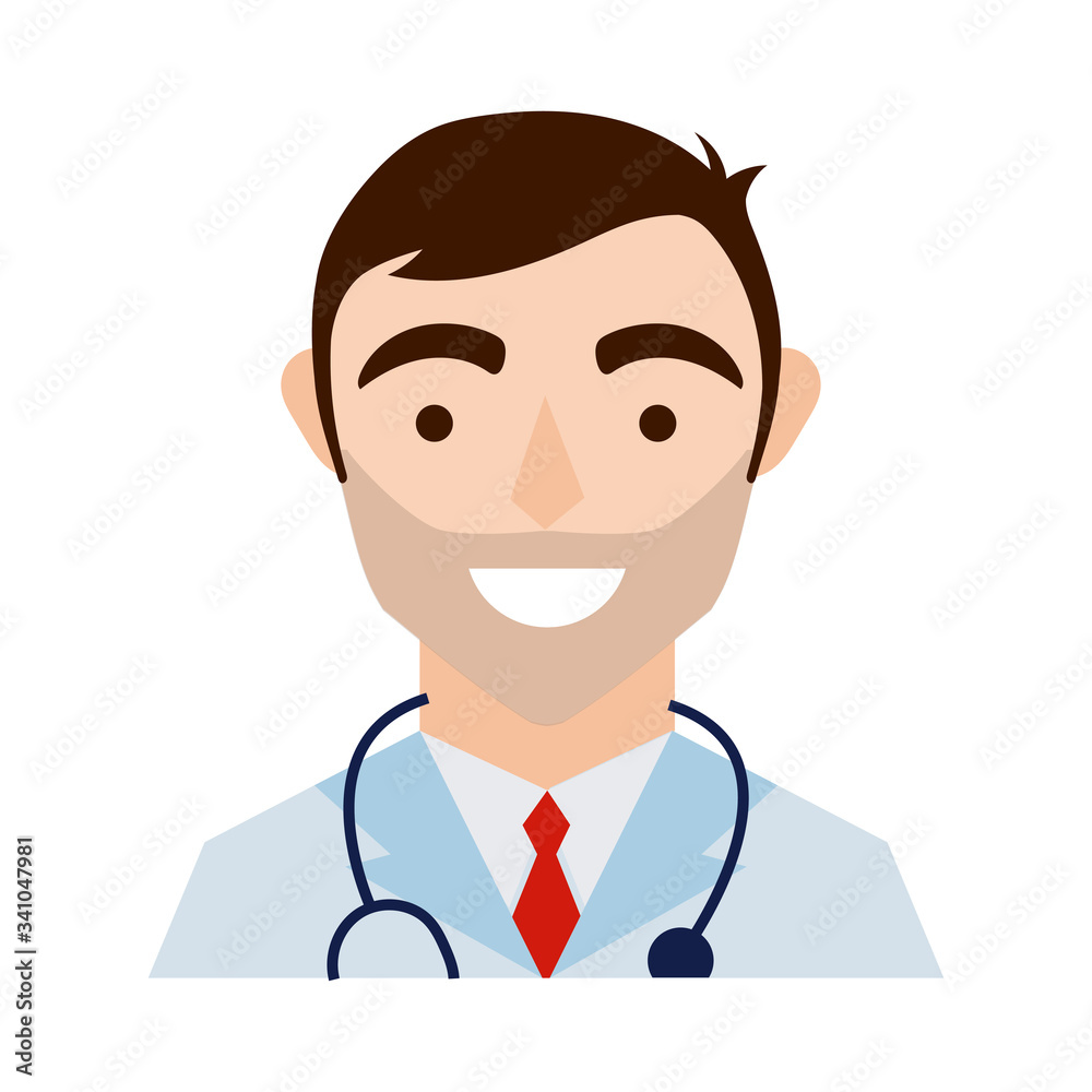 doctor with stethoscope character flat style doctor with stethoscope character flat style