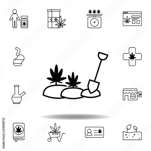 paddle, marijuana, collect outline icon. Set can be used for web, logo, mobile app, UI, UX on white background