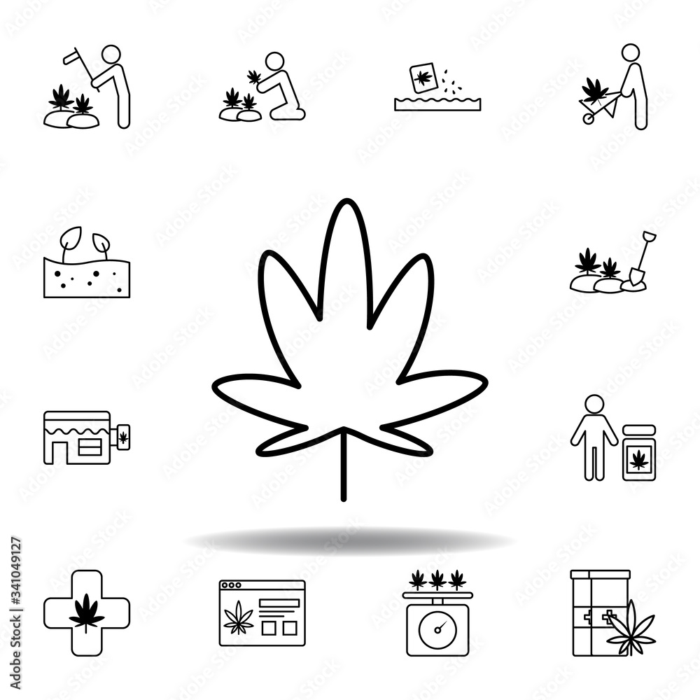 marijuana outline icon. Set can be used for web, logo, mobile app, UI, UX on white background