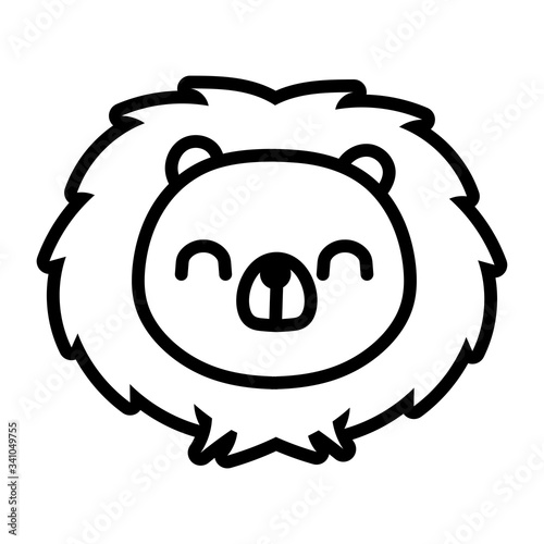 cute little porcupine animal line style icon
