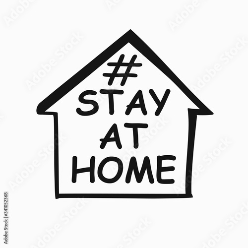 STAY AT HOME concept vector. Conceptual quarantine vector template.
Coronavirus COVID-19. Vector information template symbol of the image of the house and lettering.