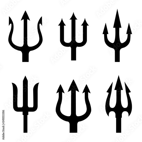 Trident set icon, logo isolated on white background
