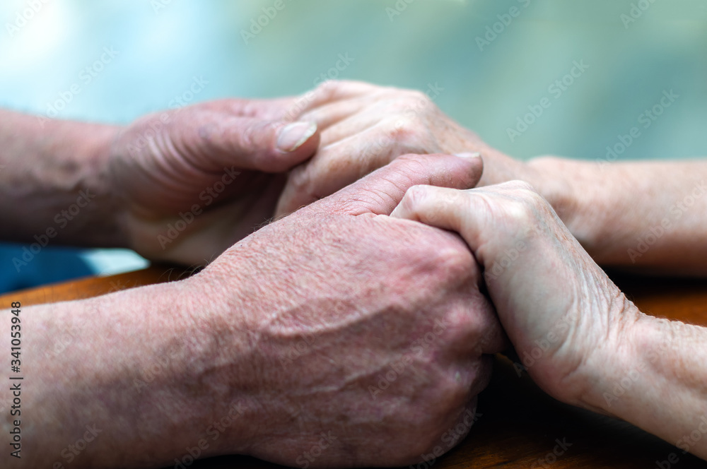senior family couple holding old hands, psychological support concept senior family couple holding old hands, psychological support concept