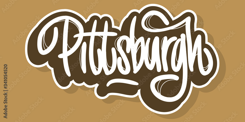 Pittsburgh Pennsylvania Usa Hand Drawn Lettering Vector Design. Pittsburgh Pennsylvania Usa Hand Drawn Lettering Vector Design.