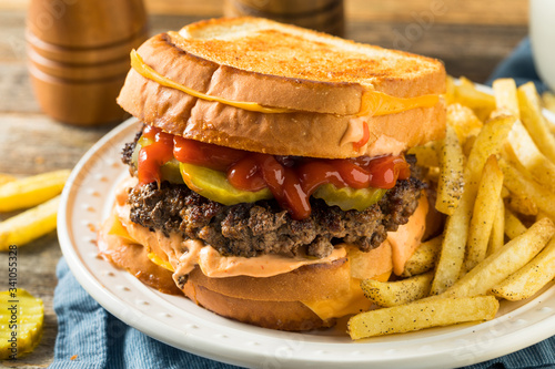 Unhealthy Grilled Cheese Hamburger
