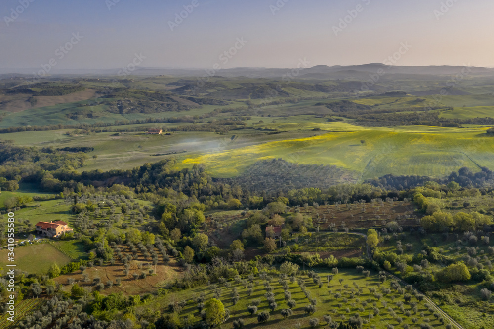 Aerial view tuscan countryside