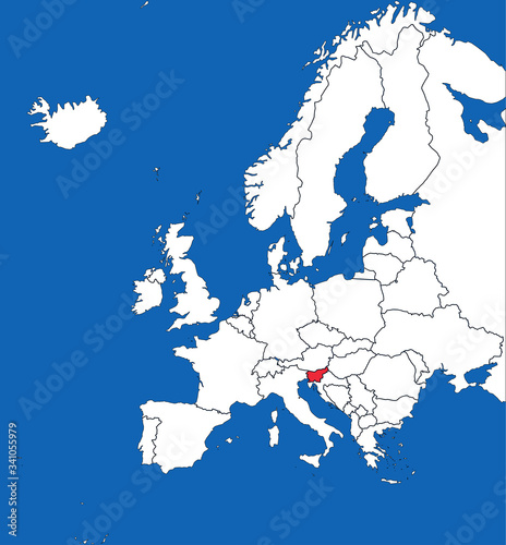 Slovenia highlighted on europe map. Blue sea background. Perfect for Business concepts, backgrounds, backdrop, sticker, chart, presentation and wallpaper.