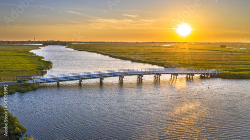 Long wooden bridge Netherlands 