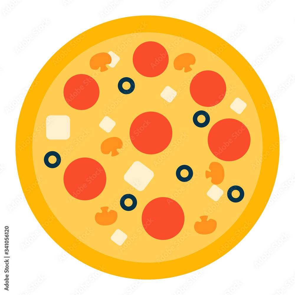 Pizza. Vector illustration in flat cartoon style. Pizza. Vector illustration in flat cartoon style.