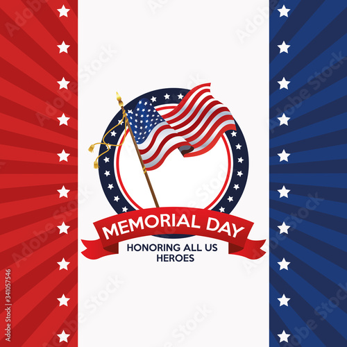 memorial day celebration poster with usa flag