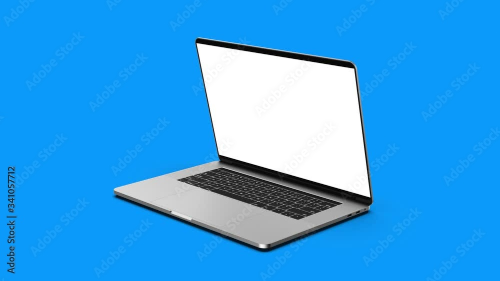 Laptop with blank screen isolated on background.  Template, mockup.