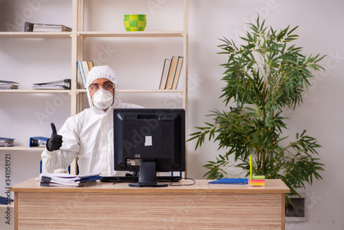 Office worker working in quarantine self-isolation