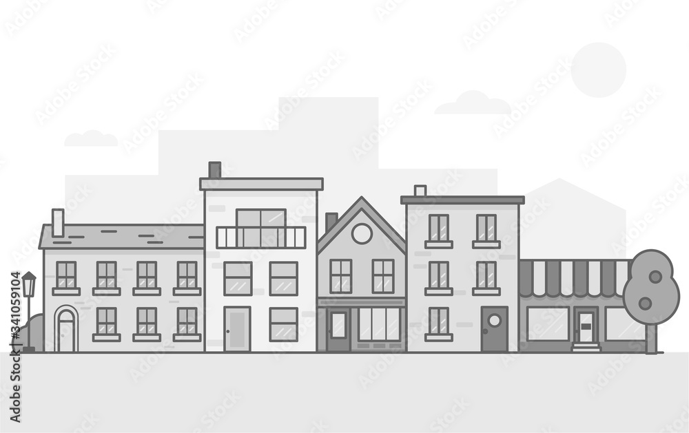 Vector image of the old city. Flat illustration