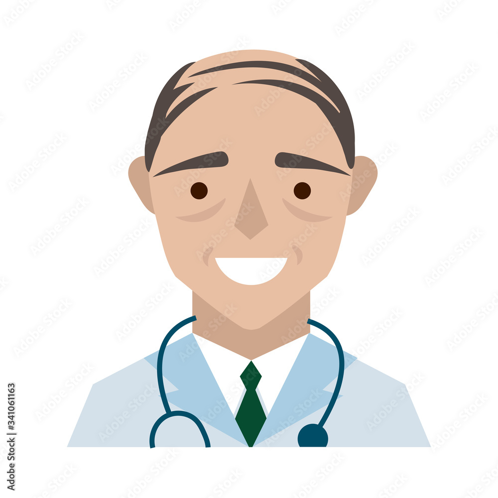 doctor with stethoscope character flat style doctor with stethoscope character flat style