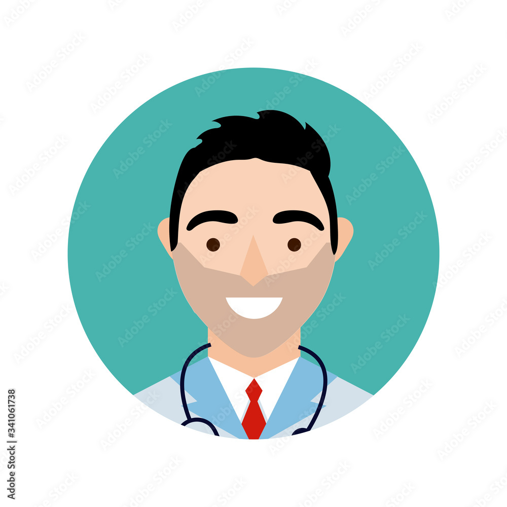 doctor with stethoscope character block and flat style doctor with stethoscope character block and flat style