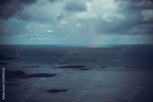 approaching rain clouds at sea, Lofoten islands bad weather