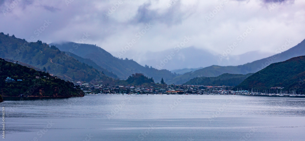 New Zealand's Picton Harbor On A Cool Spring Morning