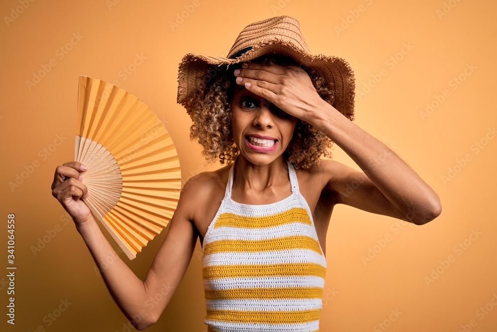 African american tourist woman with 