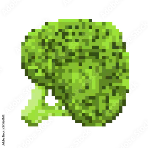Pixel art broccoli icon, 32X32 vector illustration