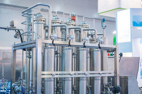 Принти на полотні Pharmaceutical automatic production equipment at modern pharmacy factory or exhibition