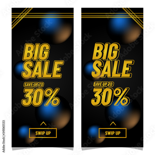 Collection of golden sales banner for business promotion and advertising