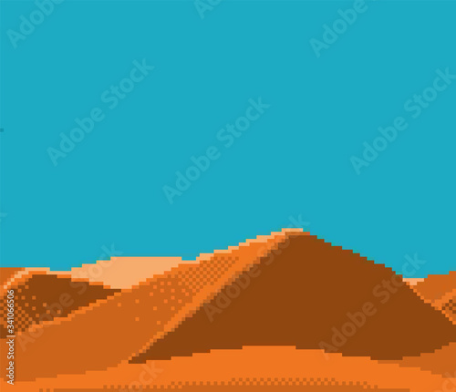 Pixel art seamless background desert landscape