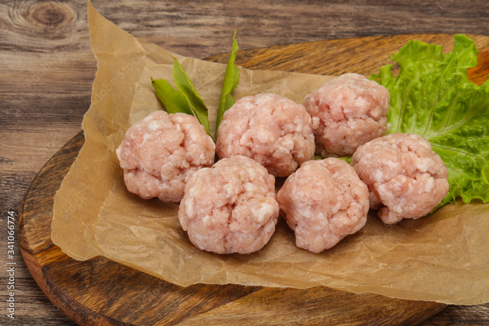 Homemade raw pork minced meatball for cooking Homemade raw pork minced meatball for cooking
