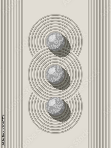 vector japanese zen stone and sand garden
