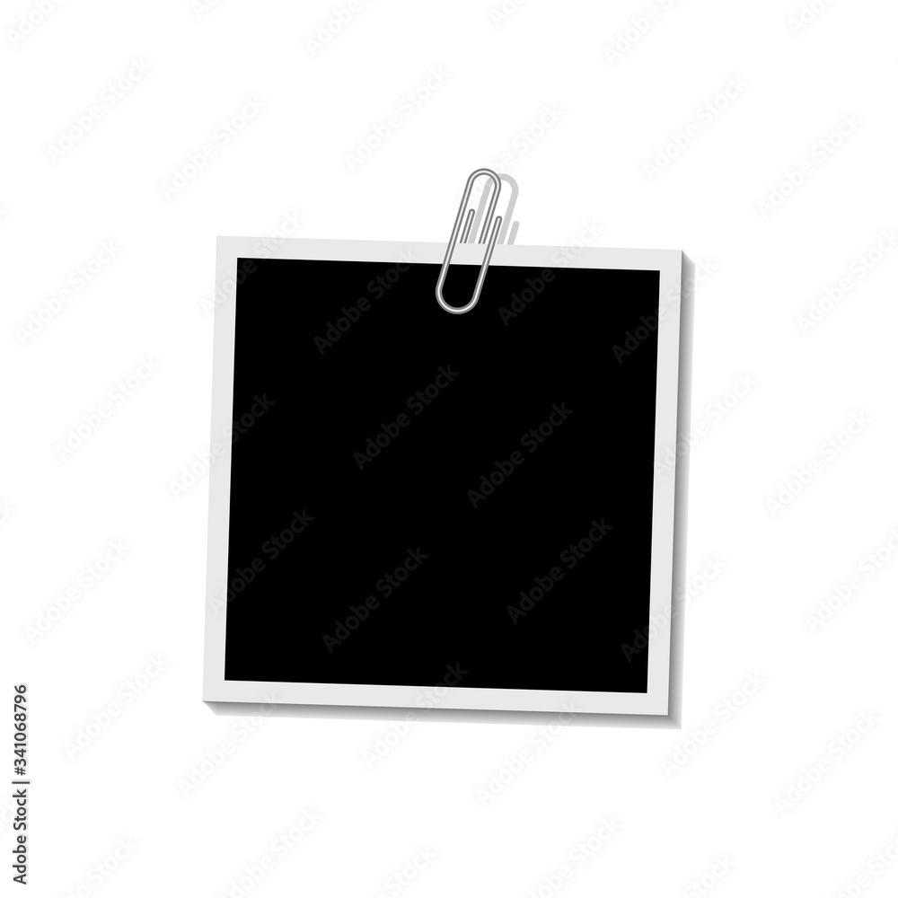 Photo frame with clip on white background with shadow effects. Template, blank. Photo frame with clip on white background with shadow effects. Template, blank.