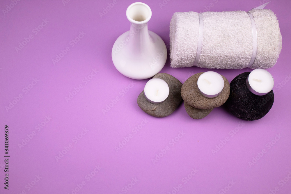 A set of items for aromatherapy and stone massage. A set of items for aromatherapy and stone massage.